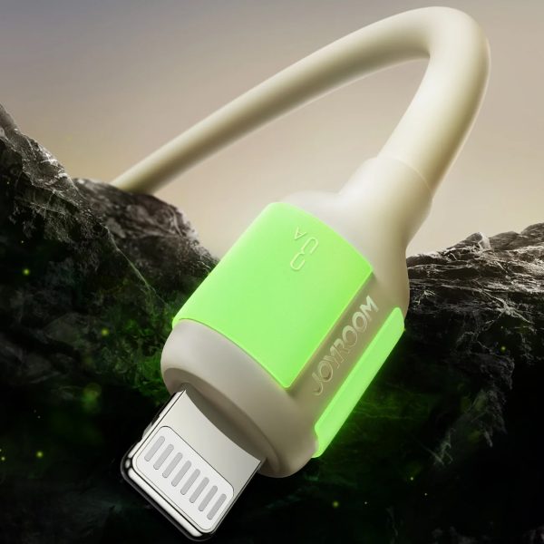 USB-A - iPhone Lightning kabelis ar fluorescējošo uzgali 1,2 m - bēšs