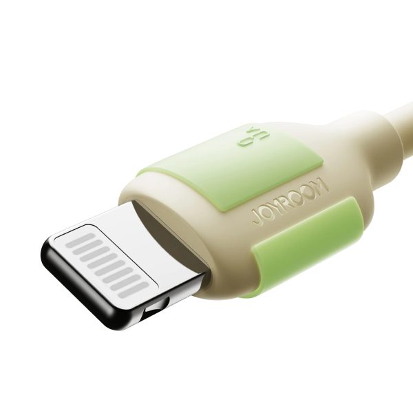 USB-A - iPhone Lightning kabelis ar fluorescējošo uzgali 1,2 m - bēšs