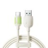 USB-A - USB-C kabelis ar fluorescējošu uzgali 1,2 m - bēšs