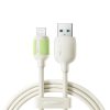 Kabelis USB-A - iPhone Lightning ar fluorescējošu uzgali 3A 2m - bēšs