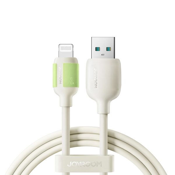 Kabelis USB-A - iPhone Lightning ar fluorescējošu uzgali 3A 2m - bēšs