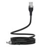Kabelis USB-A - USB-C 3A ar magnētisku organizatoru 1,2 m - melns