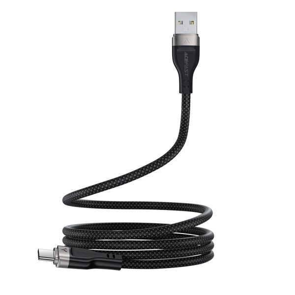 Kabelis USB-A - USB-C 3A ar magnētisku organizatoru 1,2 m - melns