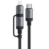 Kabelis USB-C - USB-C / Lightning 60W 480Mb/s 3A 1.2m - melns