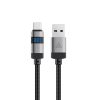 Kabelis USB-A - USB-C ar displeju 480Mb/s 66W 1.2m - melns