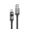 Kabelis USB-A - USB-C ar displeju 480Mb/s 66W 1.2m - melns