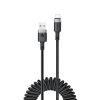 Spirālveida kabelis USB-A - USB-C 480Mb/s 3A 1.2m - melns