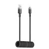 Spirālveida kabelis USB-A - USB-C 480Mb/s 3A 1.2m - melns