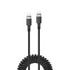 USB-C spirālveida kabelis - USB-C 480Mb/s 3A 1.2m - melns