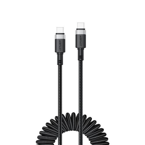 USB-C spirālveida kabelis - USB-C 480Mb/s 3A 1.2m - melns