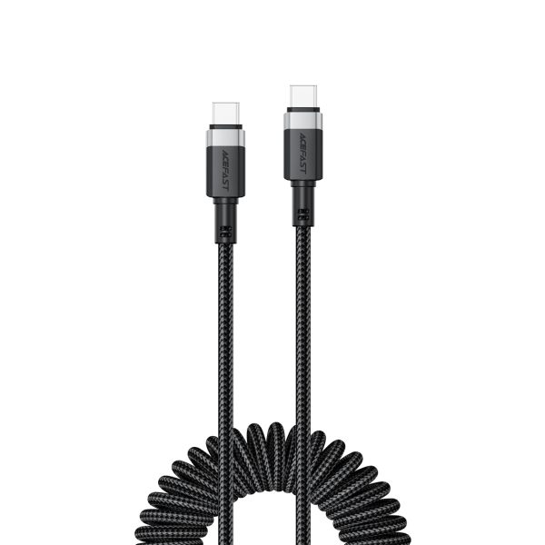 USB-C spirālveida kabelis - USB-C 480Mb/s 3A 1.2m - melns