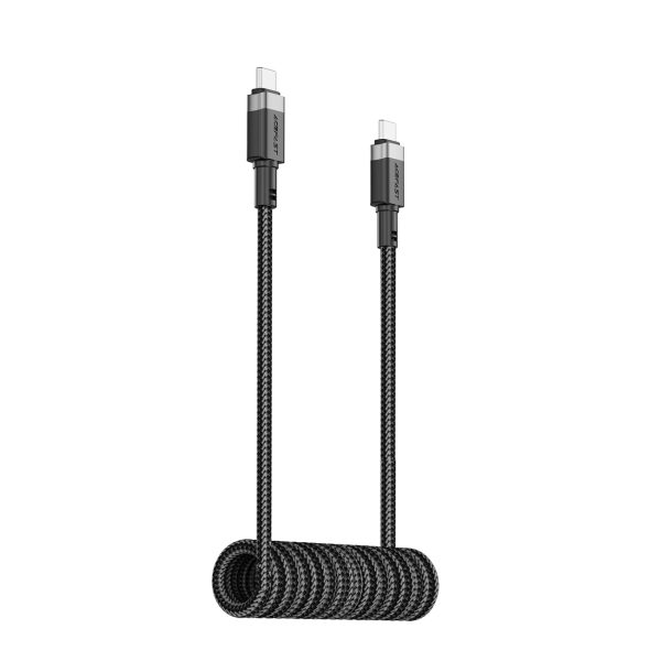 USB-C spirālveida kabelis - USB-C 480Mb/s 3A 1.2m - melns