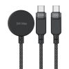 3in1 kabelis USB-C - 2x USB-C / Apple Watch Qi lādētājs 480Mb/s 100W 1.2m - melns