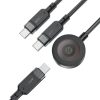3in1 kabelis USB-C - 2x USB-C / Apple Watch Qi lādētājs 480Mb/s 100W 1.2m - melns