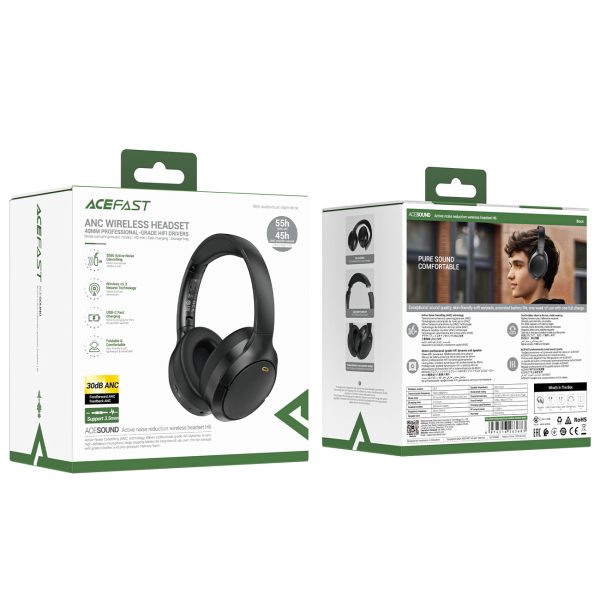 H6 ANC bezvadu Bluetooth 5.3 IPX4 austiņas - melnas