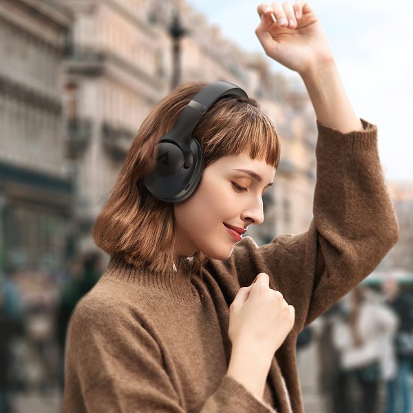H4 ANC bezvadu Bluetooth 5.3 IPX4 austiņas ar ausu aizdari - melnas
