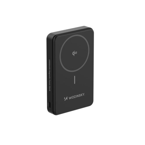 Qi2 10000mAh magnētiskais pārnēsājamais akumulators ar USB-A USB-C 22.5W PD statīvu - melns
