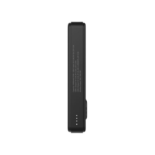 Qi2 10000mAh magnētiskais pārnēsājamais akumulators ar USB-A USB-C 22.5W PD statīvu - melns