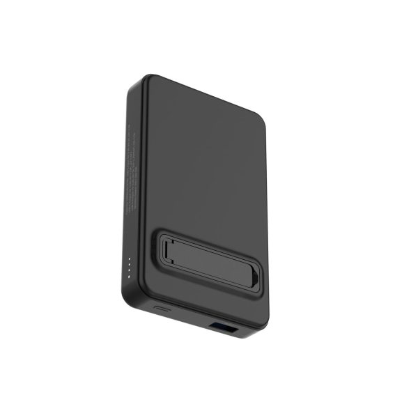 Qi2 10000mAh magnētiskais pārnēsājamais akumulators ar USB-A USB-C 22.5W PD statīvu - melns