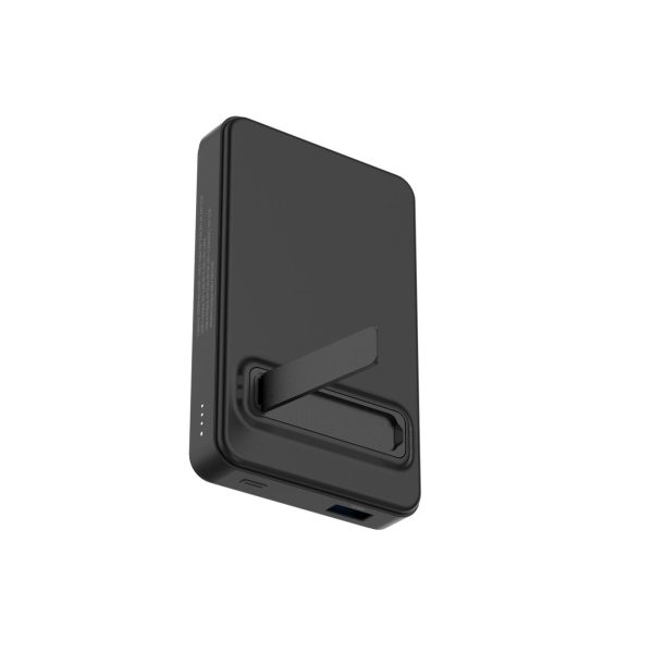 Qi2 10000mAh magnētiskais pārnēsājamais akumulators ar USB-A USB-C 22.5W PD statīvu - melns