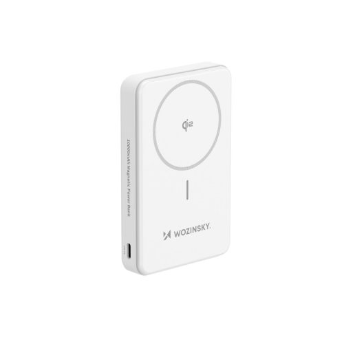 Qi2 10000mAh magnētiskais pārnēsājamais akumulators ar USB-A USB-C 22.5W PD statīvu - balts