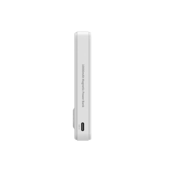 Qi2 10000mAh magnētiskais pārnēsājamais akumulators ar USB-A USB-C 22.5W PD statīvu - balts