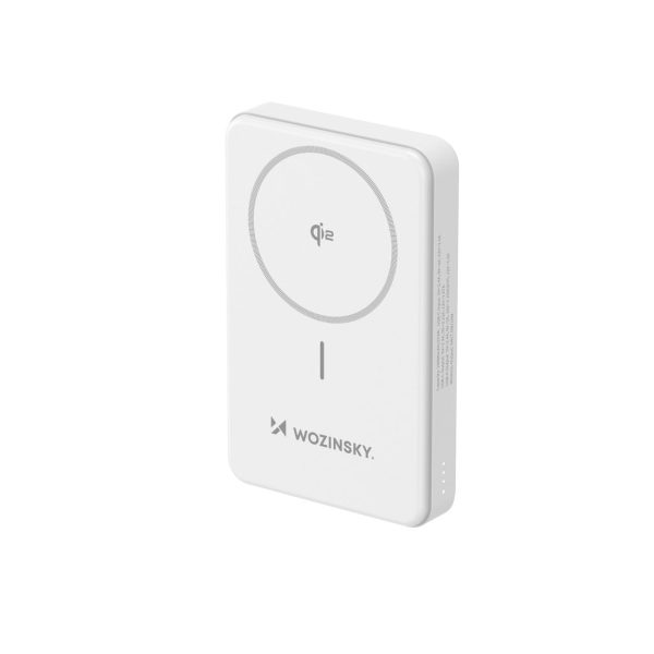 Qi2 10000mAh magnētiskais pārnēsājamais akumulators ar USB-A USB-C 22.5W PD statīvu - balts