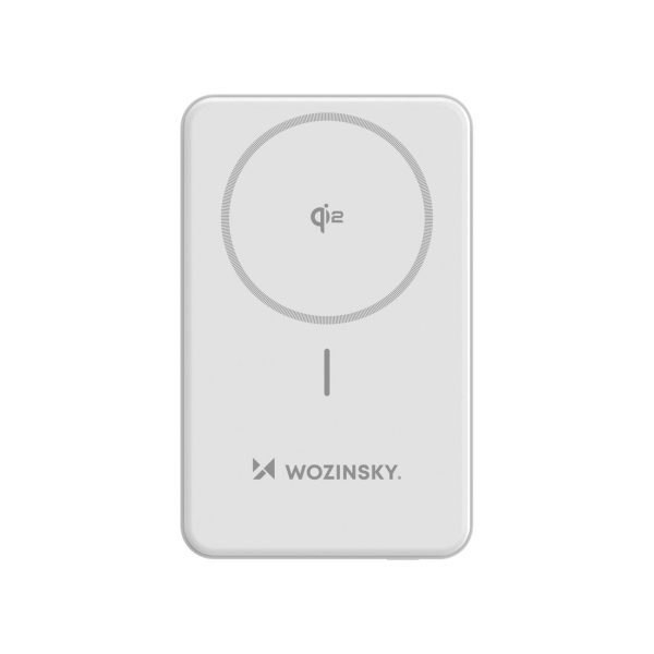 Qi2 10000mAh magnētiskais pārnēsājamais akumulators ar USB-A USB-C 22.5W PD statīvu - balts