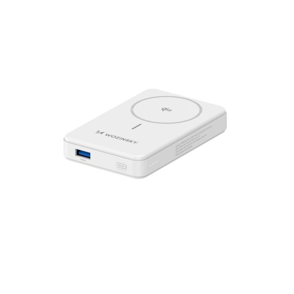 Qi2 10000mAh magnētiskais pārnēsājamais akumulators ar USB-A USB-C 22.5W PD statīvu - balts