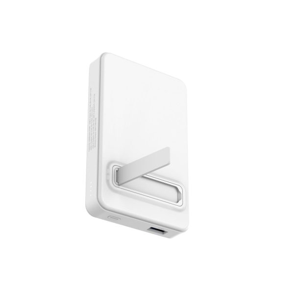 Qi2 10000mAh magnētiskais pārnēsājamais akumulators ar USB-A USB-C 22.5W PD statīvu - balts
