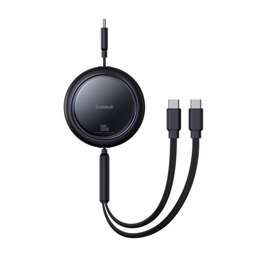USB-C izvelkams kabelis - 2 x USB-C Bright Mirror Series 100W 1m - melns