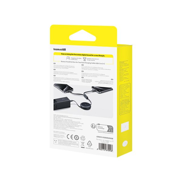 USB-C izvelkams kabelis - 2 x USB-C Bright Mirror Series 100W 1m - melns