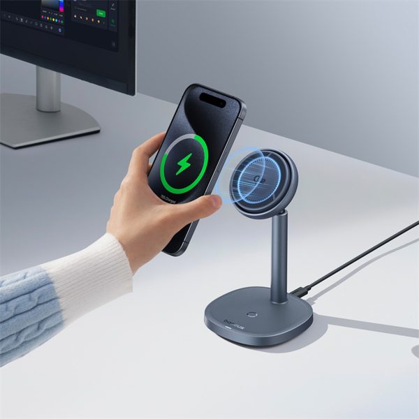 2in1 Orbit 2 Pro MagSafe Qi2 20W induktīvais lādētājs ar dzesēšanu - pelēks