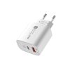 20 W USB-A USB-C sienas lādētājs ar 1 m USB-C kabeli - balts