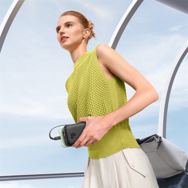 Powerbank QPow 2 20000mAh 30W ar 2 iebūvētiem USB-C kabeļiem - melns