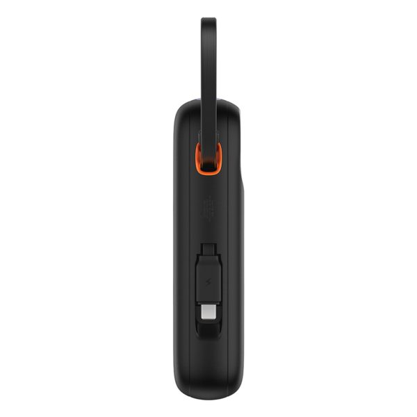 Powerbank QPow 2 20000mAh 30W ar 2 iebūvētiem USB-C kabeļiem - melns