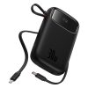 Powerbank QPow 2 20000mAh 30W ar 2 iebūvētiem USB-C kabeļiem - melns