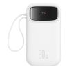 QPow 2 20000mAh 30W Powerbank ar 2 iebūvētiem USB-C kabeļiem - balts