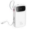 QPow 2 20000mAh 30W Powerbank ar 2 iebūvētiem USB-C kabeļiem - balts
