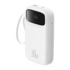 QPow 2 20000mAh 30W Powerbank ar 2 iebūvētiem USB-C kabeļiem - balts