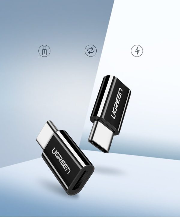 Micro USB uz USB-C adapteris — melns