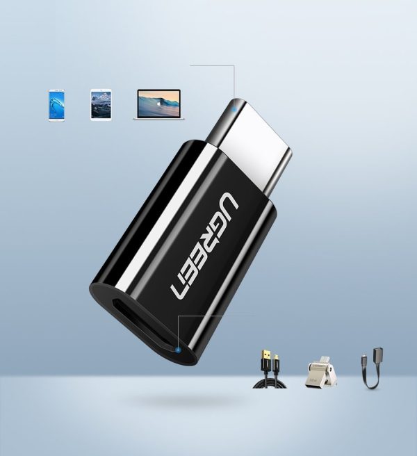 Micro USB uz USB-C adapteris — melns