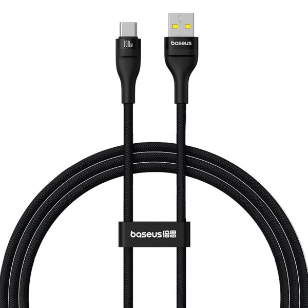 Flash 2 USB-A - USB-C 100W 1m izturīgs kabelis - melns