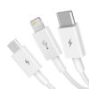 3in1 kabelis Superior Series USB-A - USB-C / iPhone Lightning / micro USB 3.5A 0.5m - balts