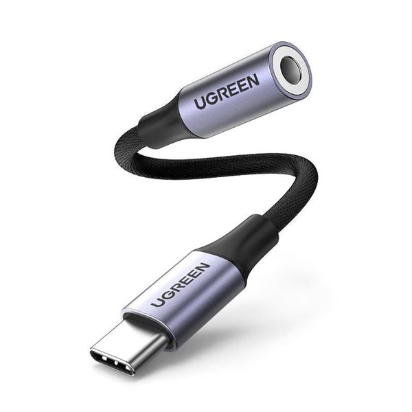 Austiņu adapteris mini ligzda 3,5 mm (sieviešu) - USB-C (vīriešu) 10 cm - pelēks