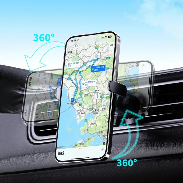 Automašīnas tālruņa turētājs ar induktīvo lādētāju kabīnes režģim 15W - melns