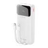 Powerbank 20000mAh ar iebūvētiem kabeļiem iPhone Lightning USB-C USB-A 22.5W PD - balts