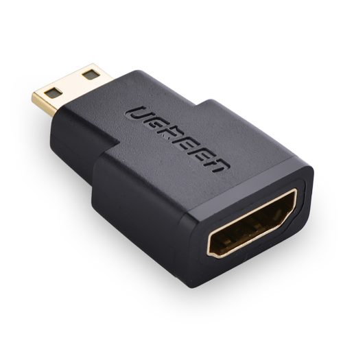 Mini HDMI (vīriešu) - HDMI (sieviešu) adapteris - melns