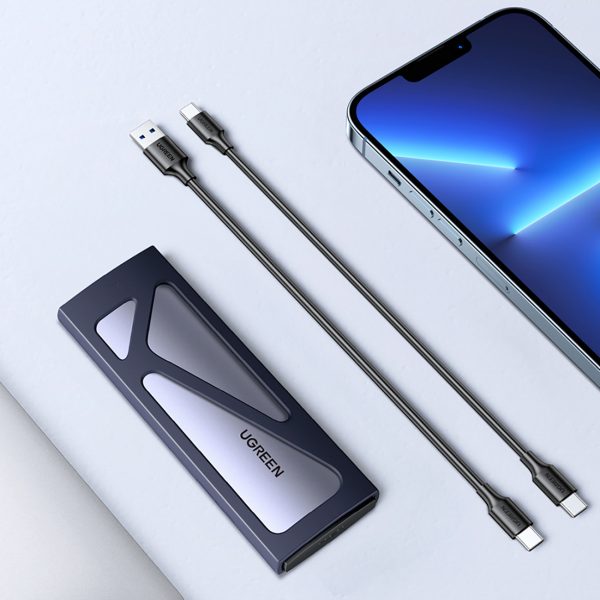 M.2 NVMe 10Gbps diska slota korpuss + USB-C - USB-A / USB-C - USB-C kabelis - melns