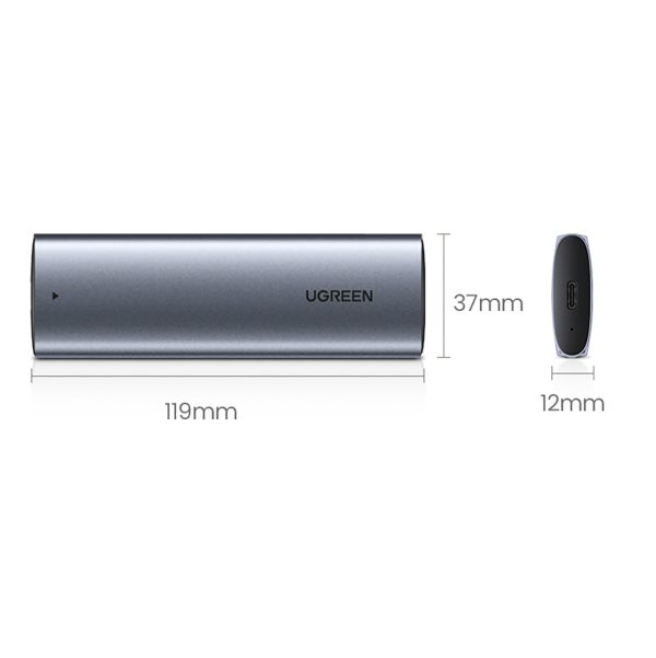 M.2 NVMe 10Gbps diska slota korpuss + USB-C - USB-A / USB-C - USB-C kabelis - melns